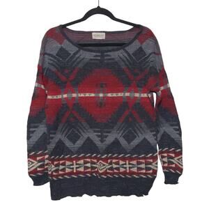 Ralph Lauren Denim & Supply Womens Crewneck Sweater Red Gray Southwestern XL